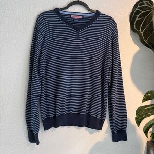 Vineyard Vines Blue Striped V-Neck Sweater